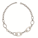 White Cat's Eye Necklace in Stainless Steel