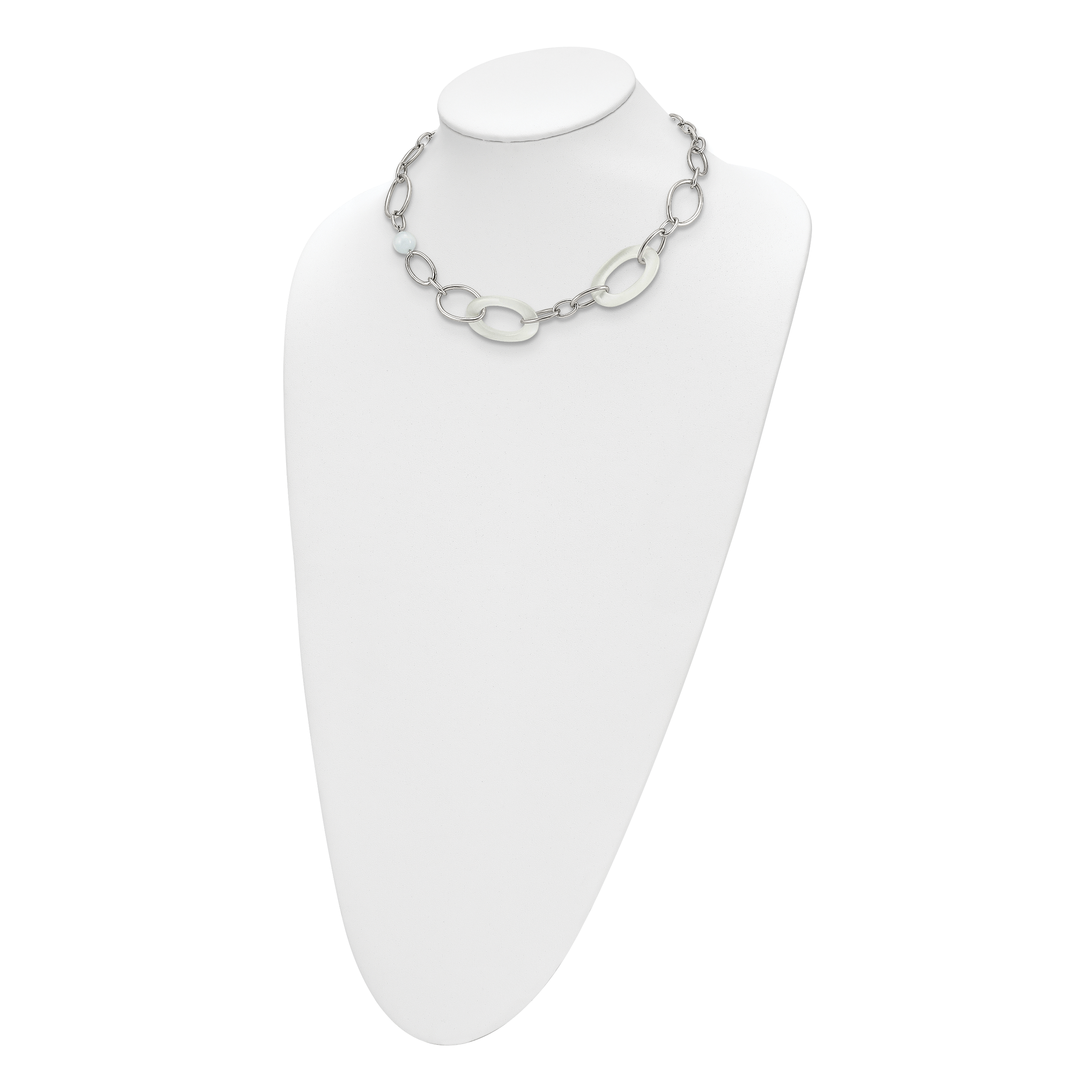 White Cat's Eye Necklace in Stainless Steel