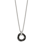 Multi-Circle CZ Necklace in Stainless Steel & Black Ceramic