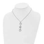CZ Dangle Hearts Necklace in Stainless Steel