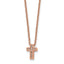 Stainless Steel Polished Rose IP-plated w/CZ Cross w/2in ext Necklace