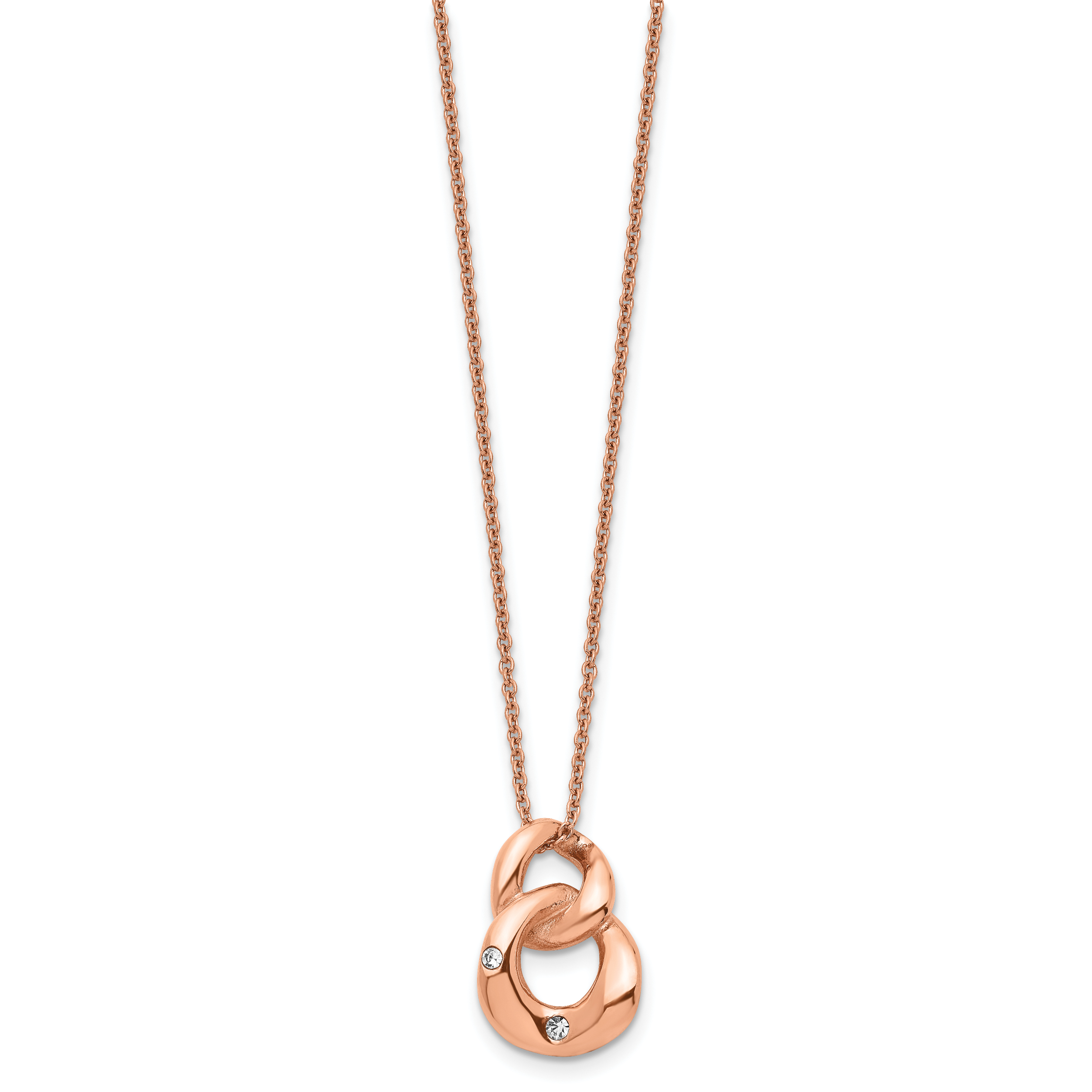 Two-Loop Crystal Necklace in Rose-Plated Stainless Steel, 18" Secondary image
