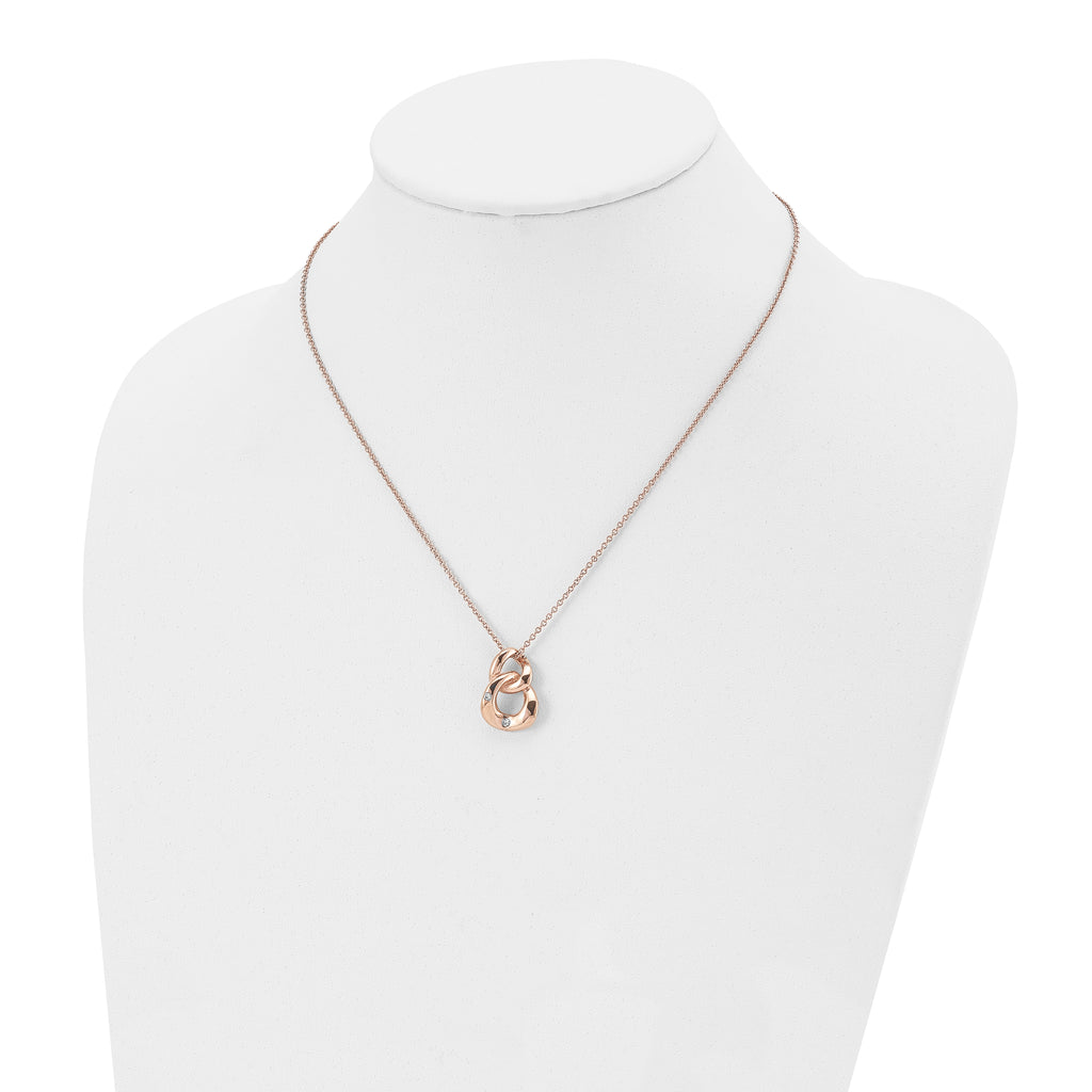 Two-Loop Crystal Necklace in Rose-Plated Stainless Steel, 18"