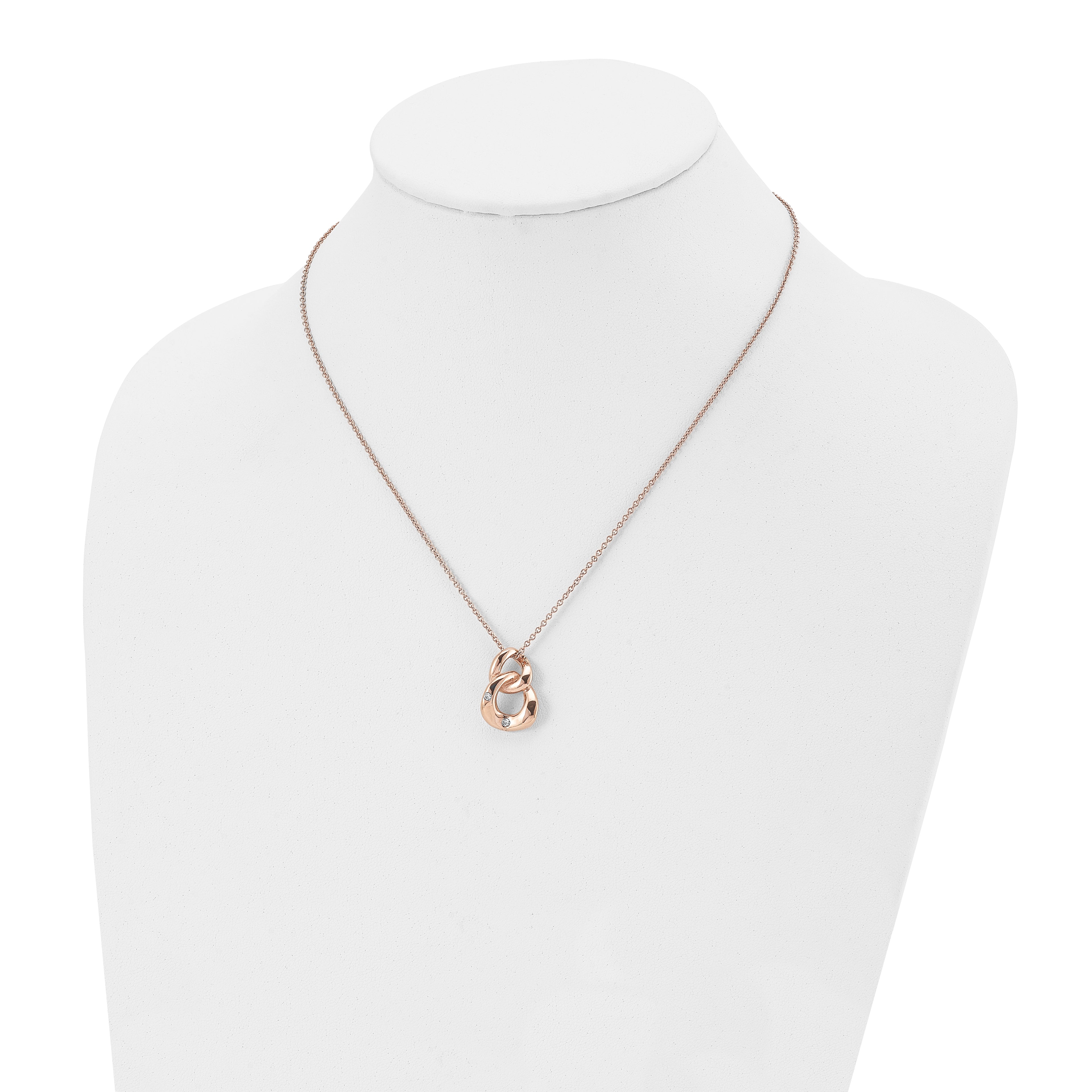 Two-Loop Crystal Necklace in Rose-Plated Stainless Steel, 18"