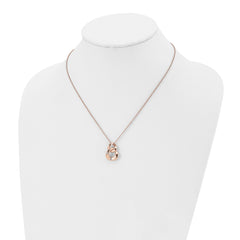 Stainless Steel Polished Rose IP-plated w/Crystal Two Loop 18in Necklace