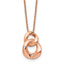 Stainless Steel Polished Rose IP-plated w/Crystal Two Loop 18in Necklace