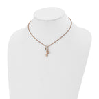 Rose-Tone Key & Crown Necklace in Stainless Steel