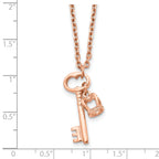 Rose-Tone Key & Crown Necklace in Stainless Steel