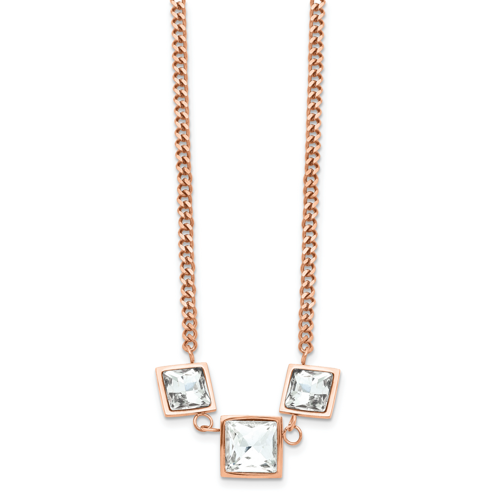 Polished Glass Necklace in Rose-Tone Stainless Steel
