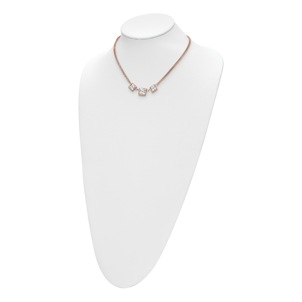 Polished Glass Necklace in Rose-Tone Stainless Steel