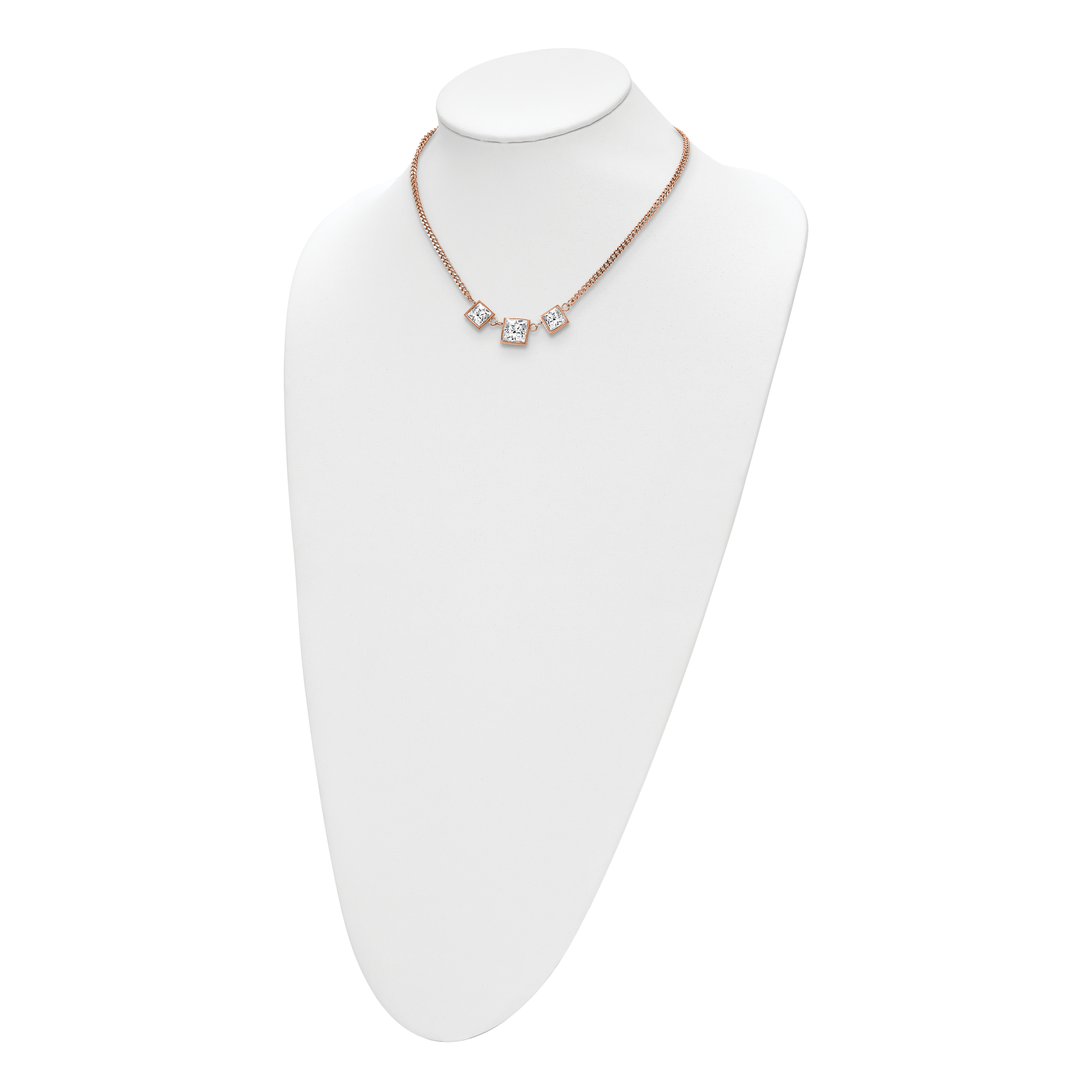Polished Glass Necklace in Rose-Tone Stainless Steel