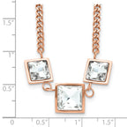 Polished Glass Necklace in Rose-Tone Stainless Steel