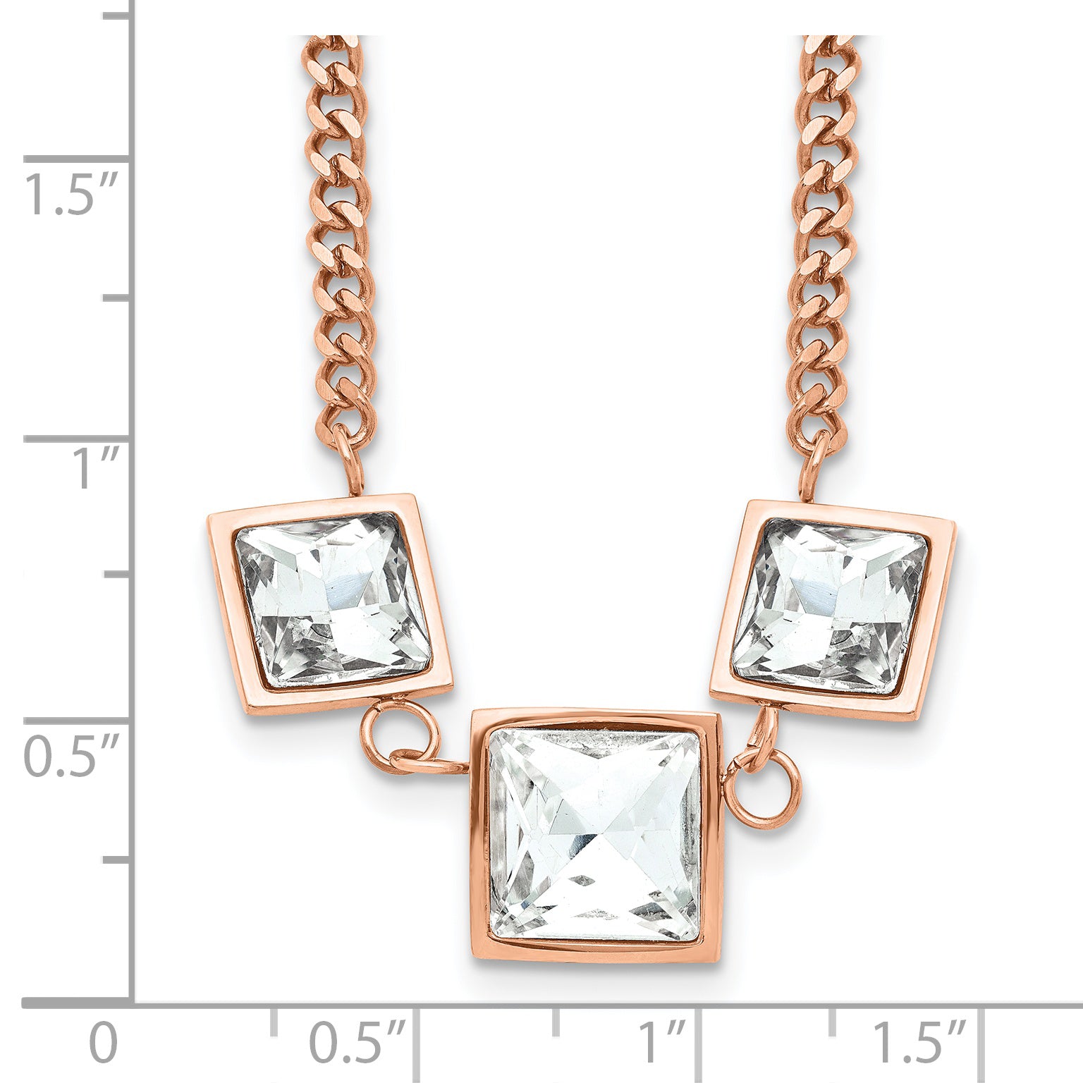 Polished Glass Necklace in Rose-Tone Stainless Steel