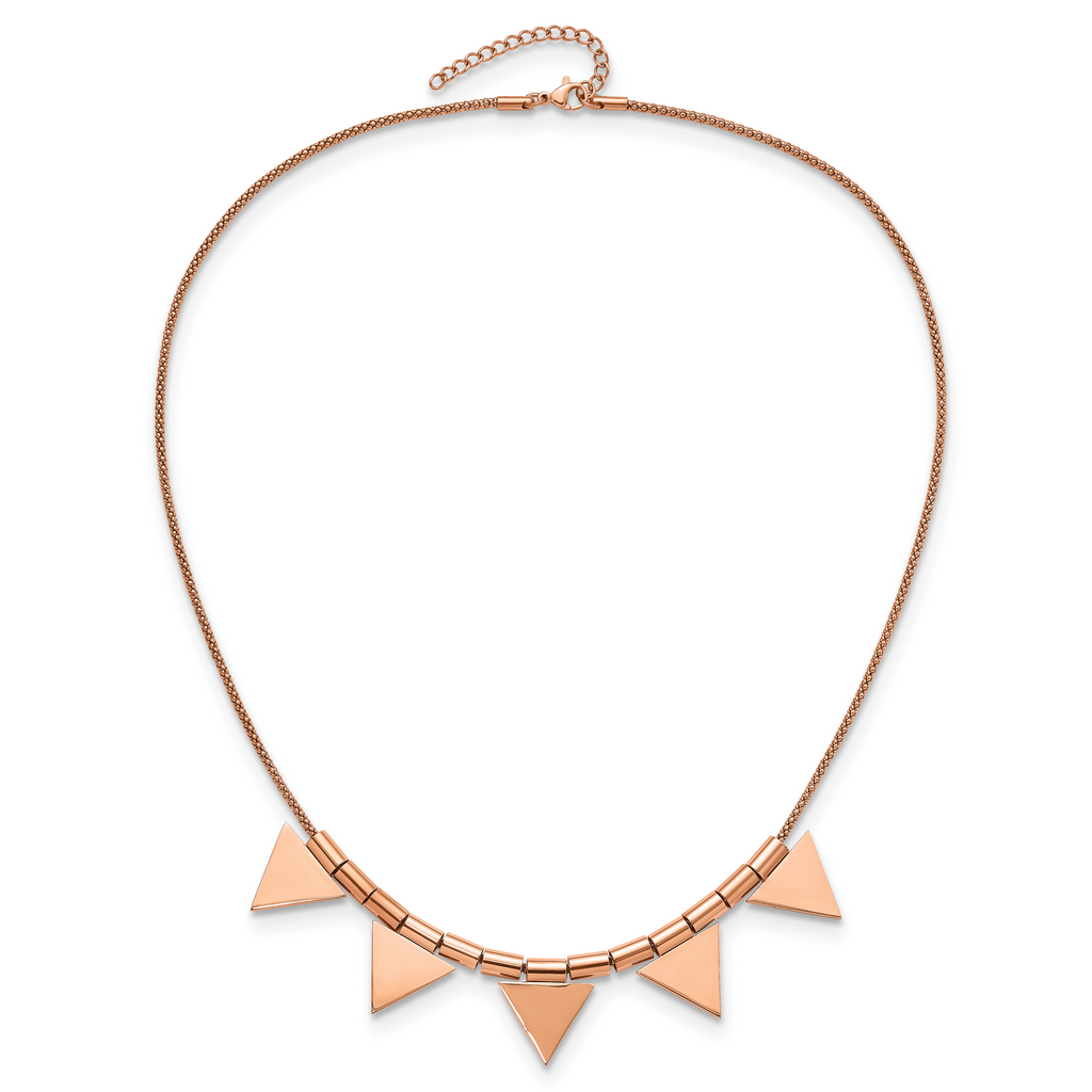 Triangle Charm Necklace in Rose-Tone Stainless Steel