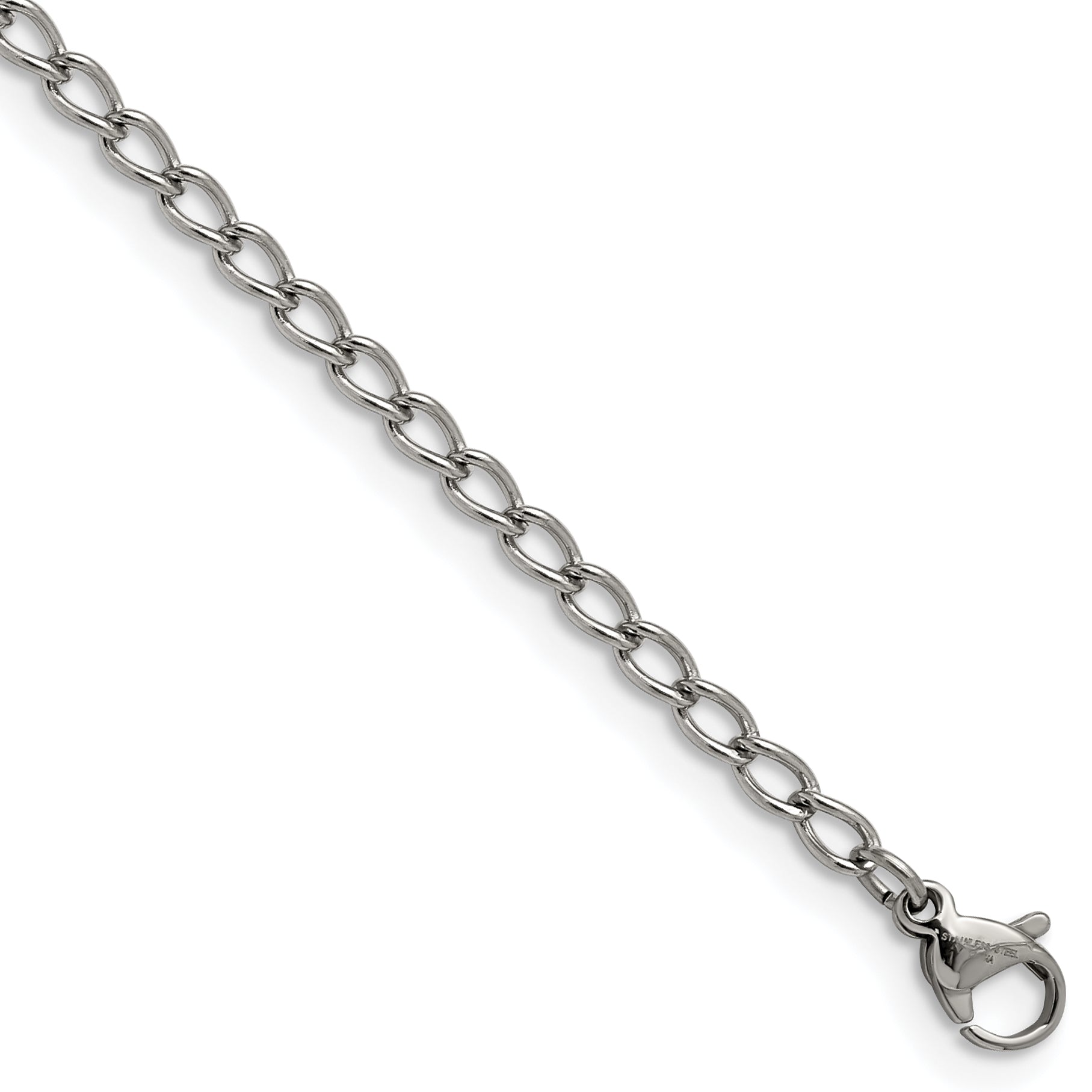 Polished Curb Chain Necklace in Stainless Steel, 3mm Secondary image