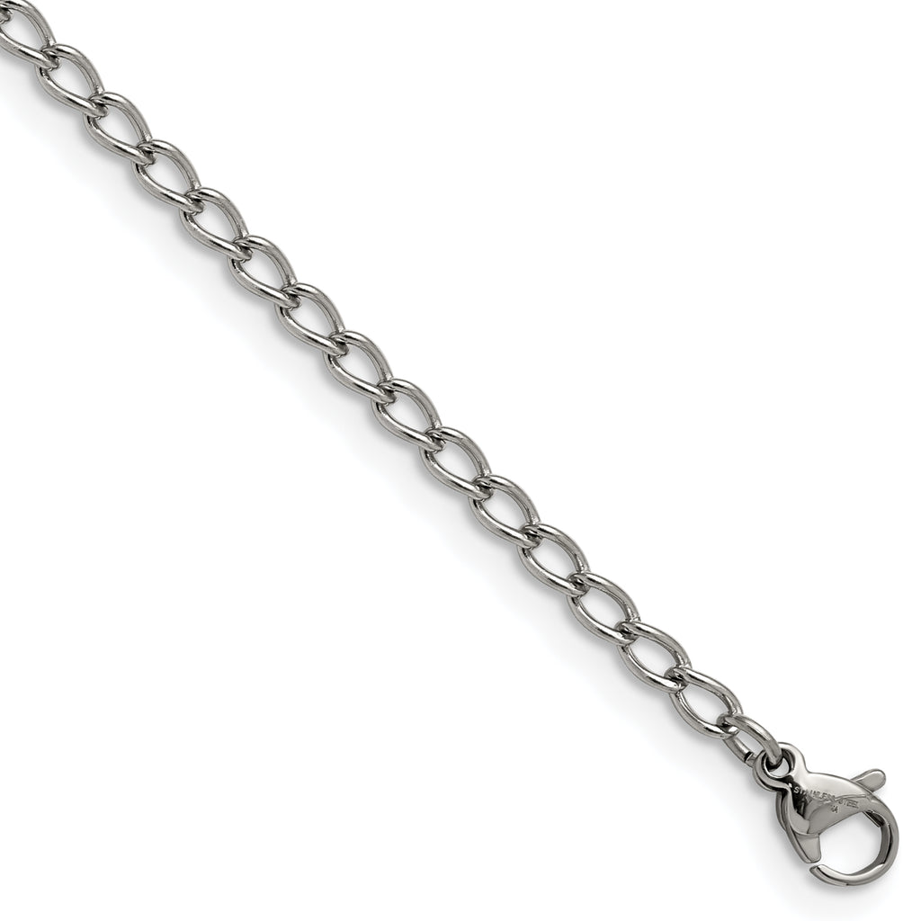Polished Curb Chain Necklace in Stainless Steel, 3mm