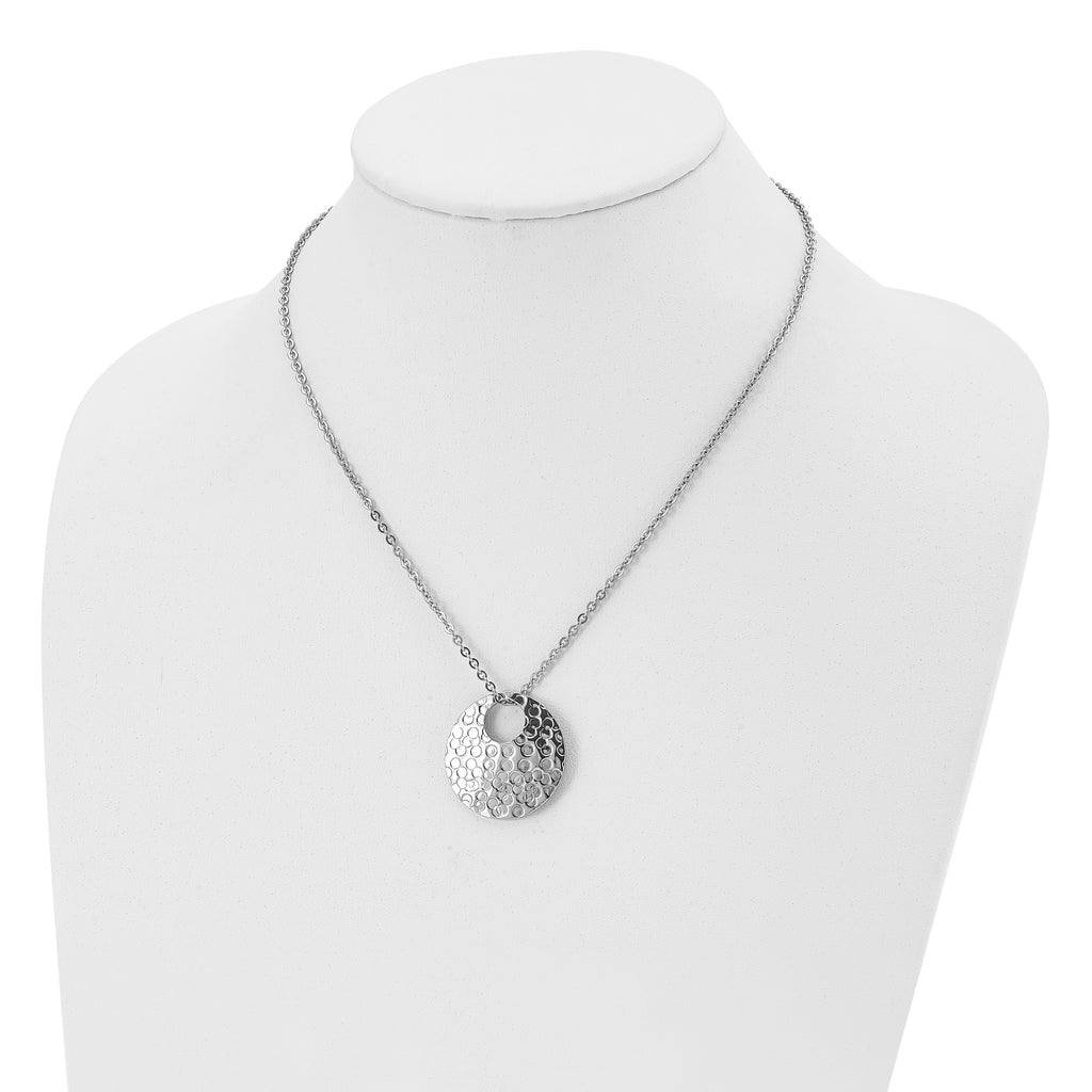 Stainless Steel Polished Hammered 18in Necklace