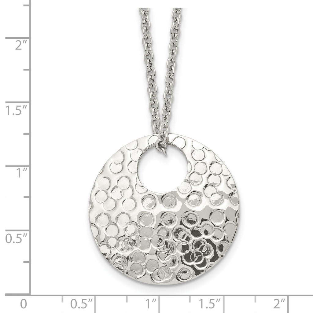 Stainless Steel Polished Hammered 18in Necklace