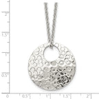 Stainless Steel Polished Hammered 18in Necklace