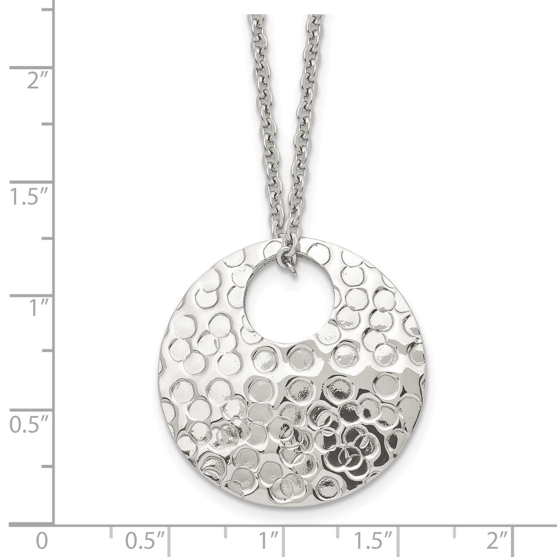 Stainless Steel Polished Hammered 18in Necklace
