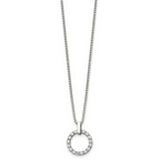 Chisel Stainless Steel Polished CZ Open Circle Pendant on an 18 inch Box Chain Necklace