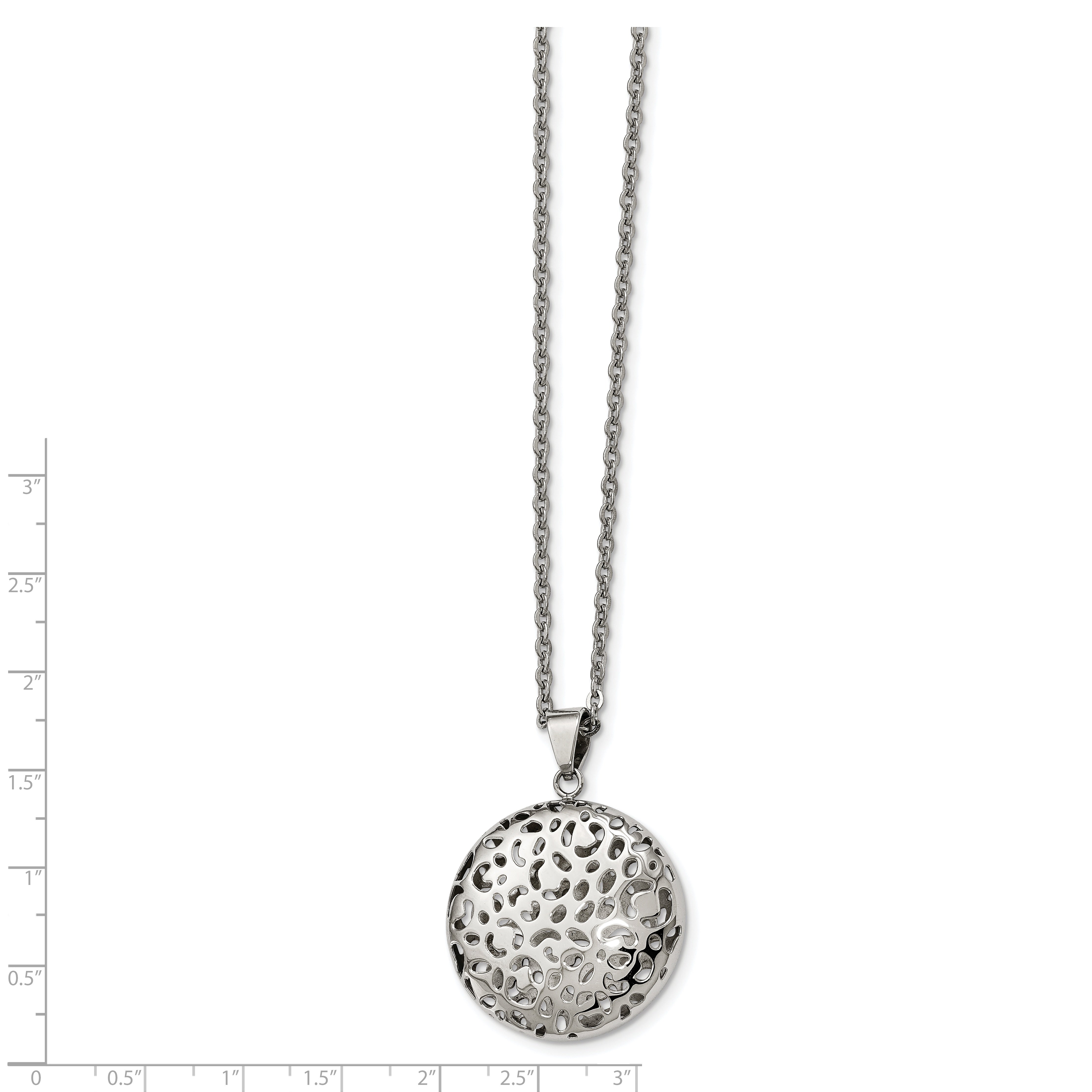 Stainless Steel Polished Puffed Cut-out Design 18in Necklace