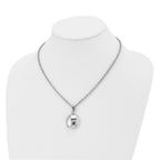Stainless Steel Polished Hollow Puff Oval 18in Necklace