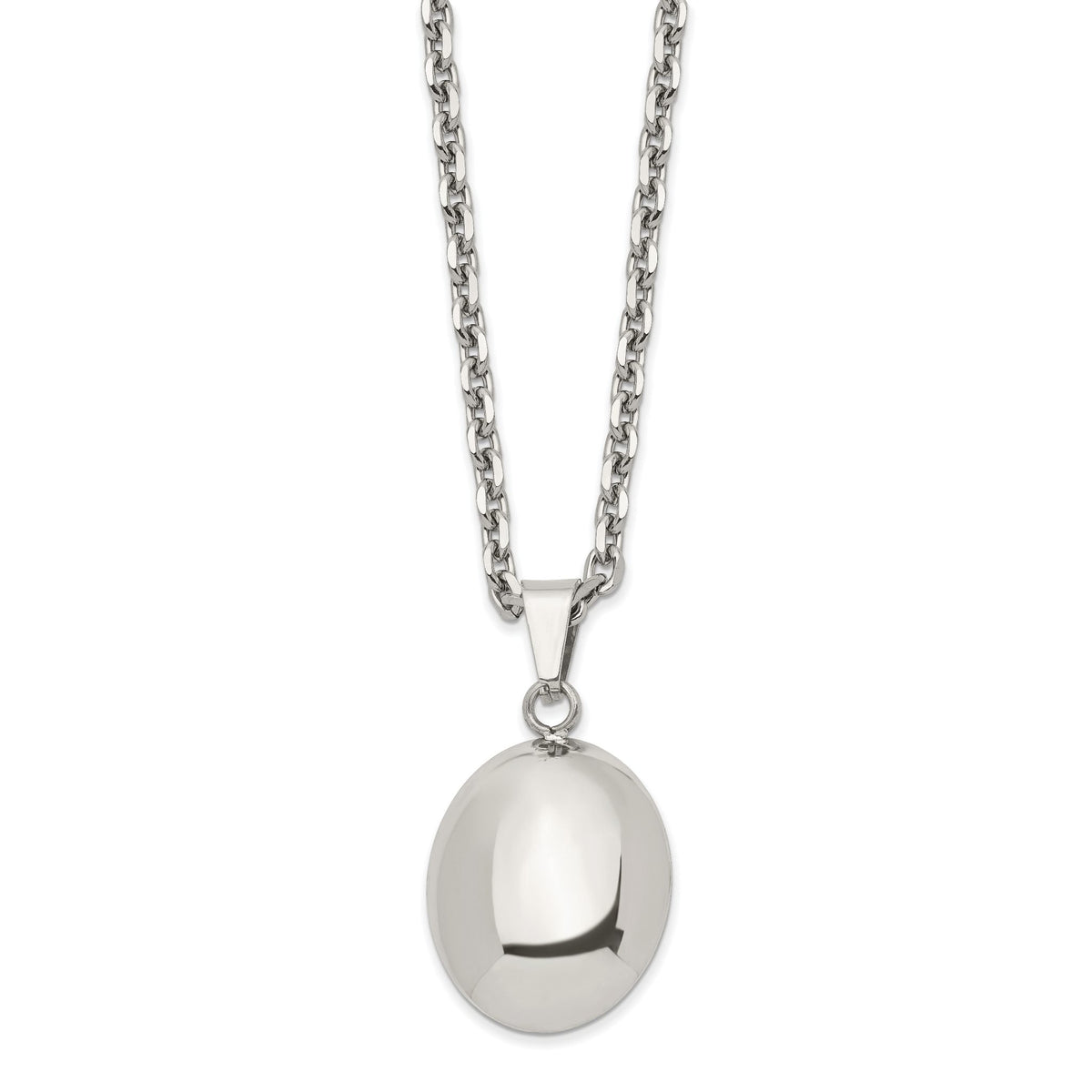 Puff Oval Necklace in Stainless Steel, 18 Inch - Sophia Jewelers Main image