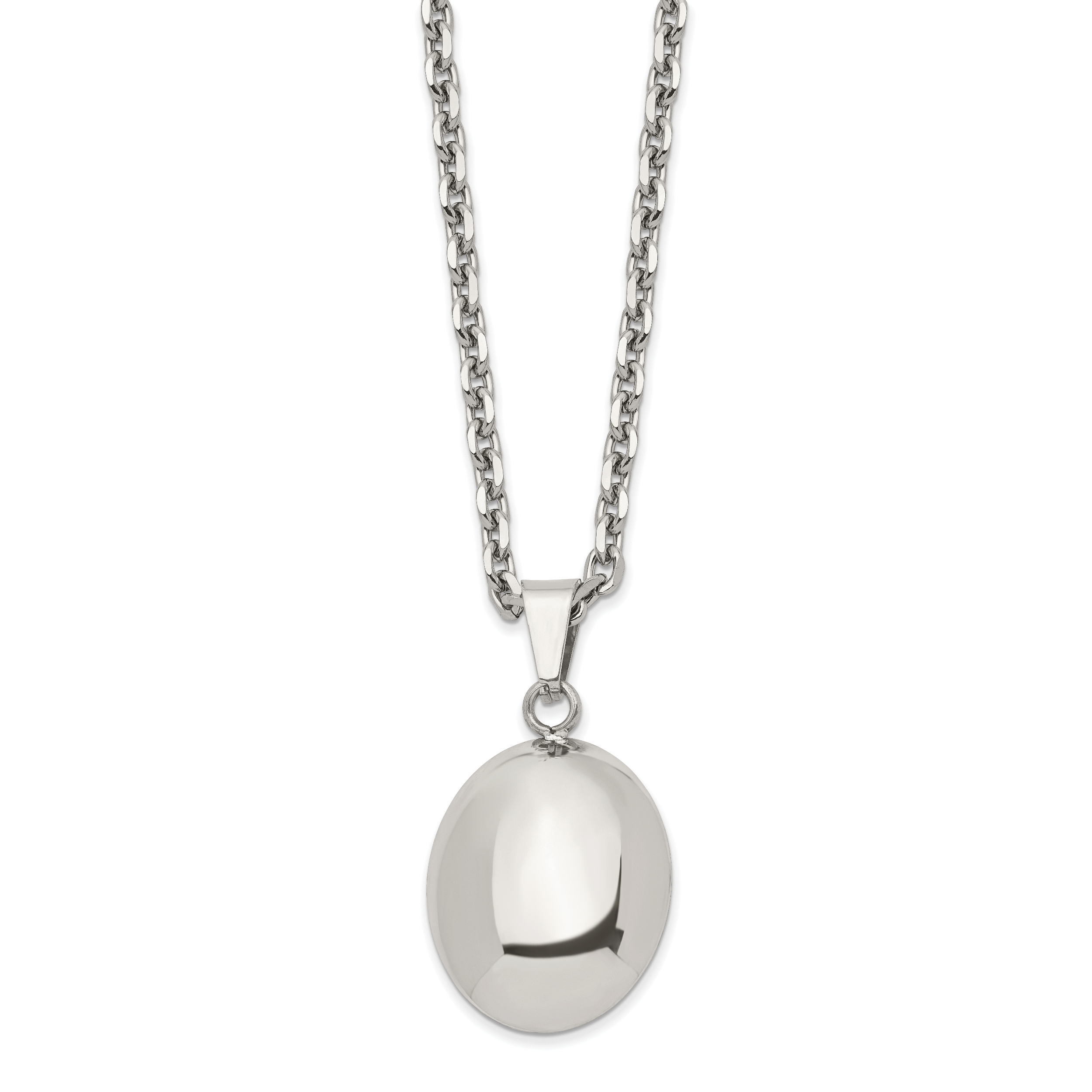 Stainless Steel Polished Hollow Puff Oval 18in Necklace Main image