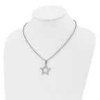 Stainless Steel Polished CZ Star 18in Necklace