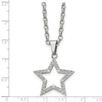 Stainless Steel Polished CZ Star 18in Necklace