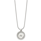 Floating CZ Glass Circle Necklace in Stainless Steel