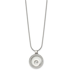 Stainless Steel Polished with Moving CZ Floating in Glass Circle Necklace