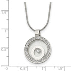 Floating CZ Glass Circle Necklace in Stainless Steel