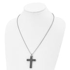 Carbon Fiber Cross Necklace in Stainless Steel