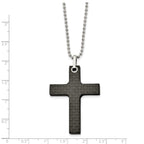 Carbon Fiber Cross Necklace in Stainless Steel