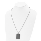 Carbon Fiber Dog Tag Necklace in Stainless Steel, 24in