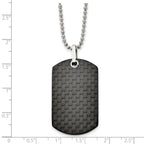 Carbon Fiber Dog Tag Necklace in Stainless Steel, 24in