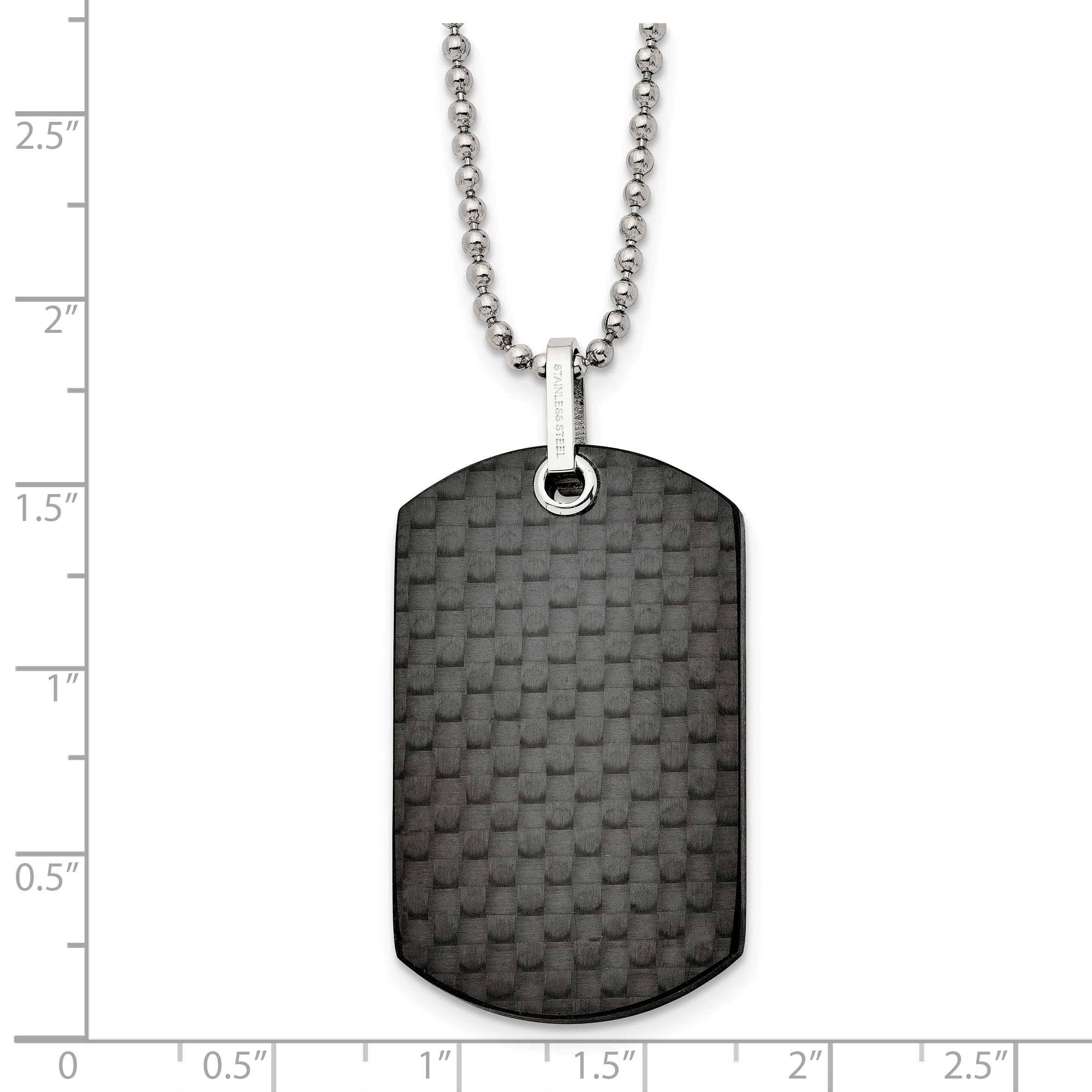 Carbon Fiber Dog Tag Necklace in Stainless Steel, 24in