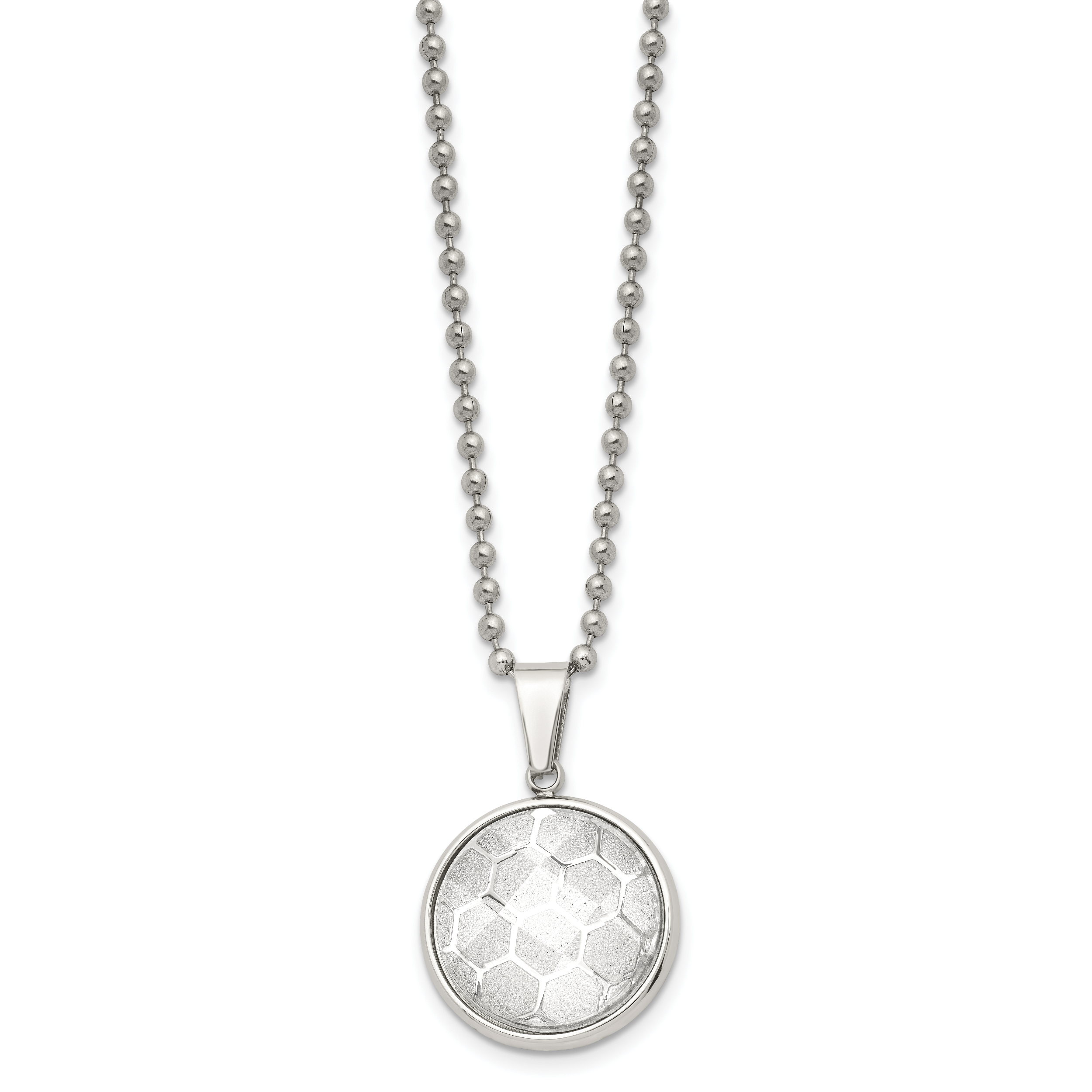 Chisel Stainless Steel Polished with Acrylic Soccer Ball Pendant on a 22 inch Ball Chain Necklace Secondary image