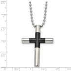 Stainless Steel Polished Black IP-plated Cross 22in Necklace