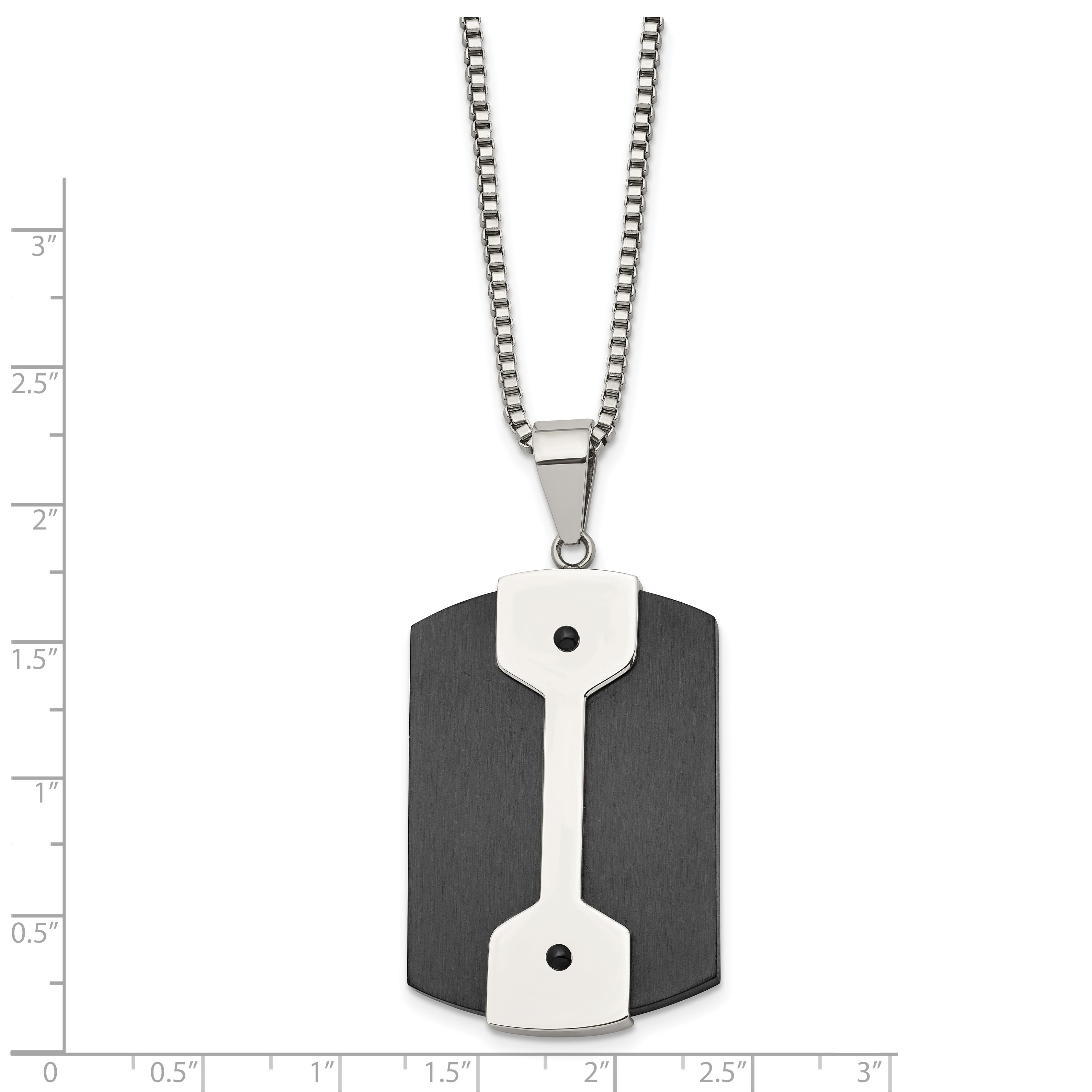 Stainless Steel 22in Brushed & Polished Black IP-plated Dog Tag Necklace Secondary image