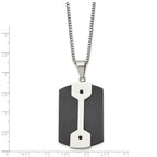 Stainless Steel 22in Brushed & Polished Black IP-plated Dog Tag Necklace