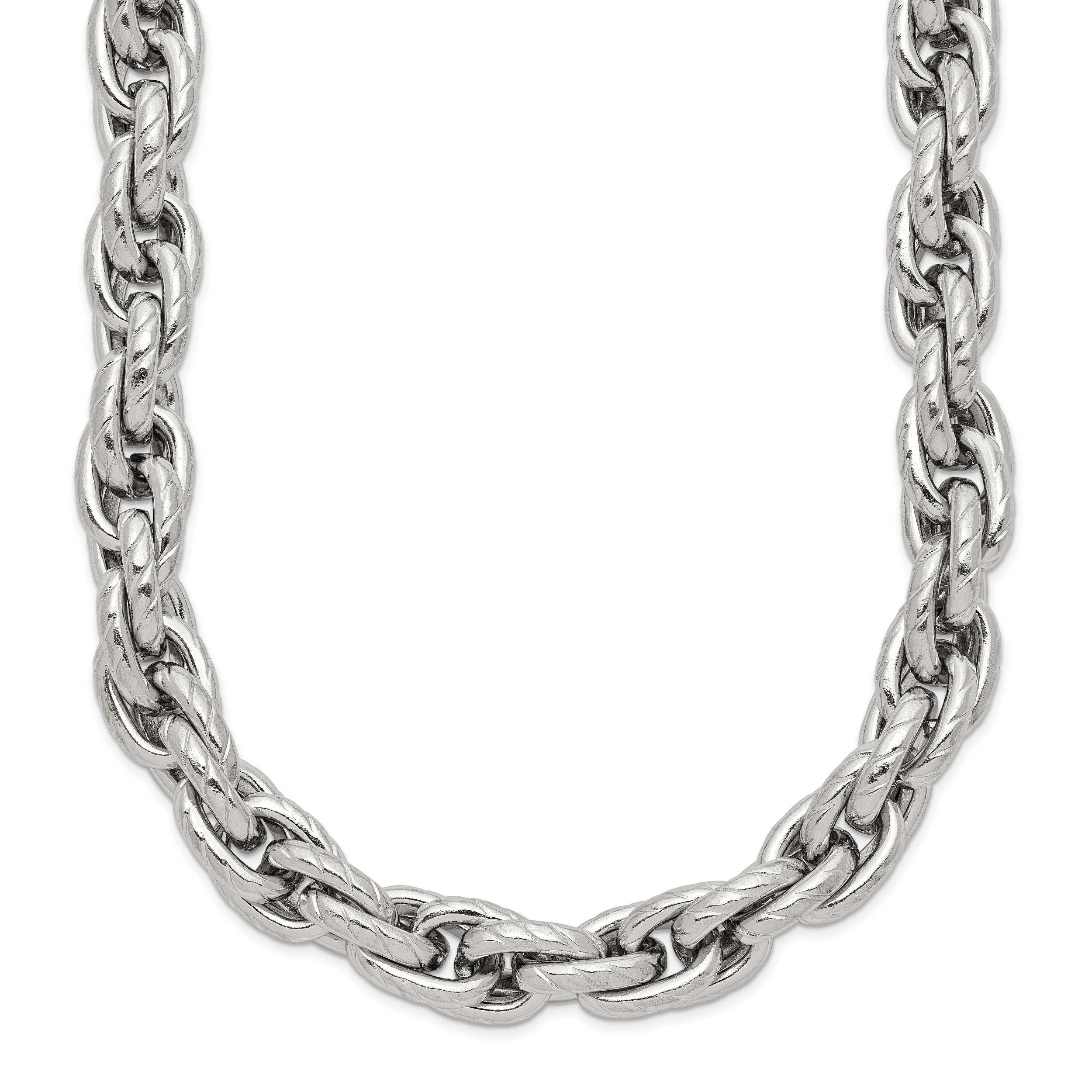 Chisel Stainless Steel Polished and Textured 24 inch Fancy Rope Chain Main image