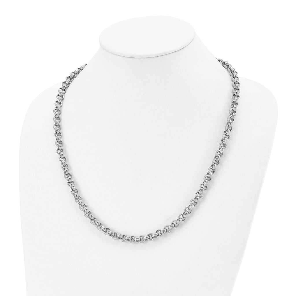 Chisel Stainless Steel Polished and Textured 24 inch Link Necklace