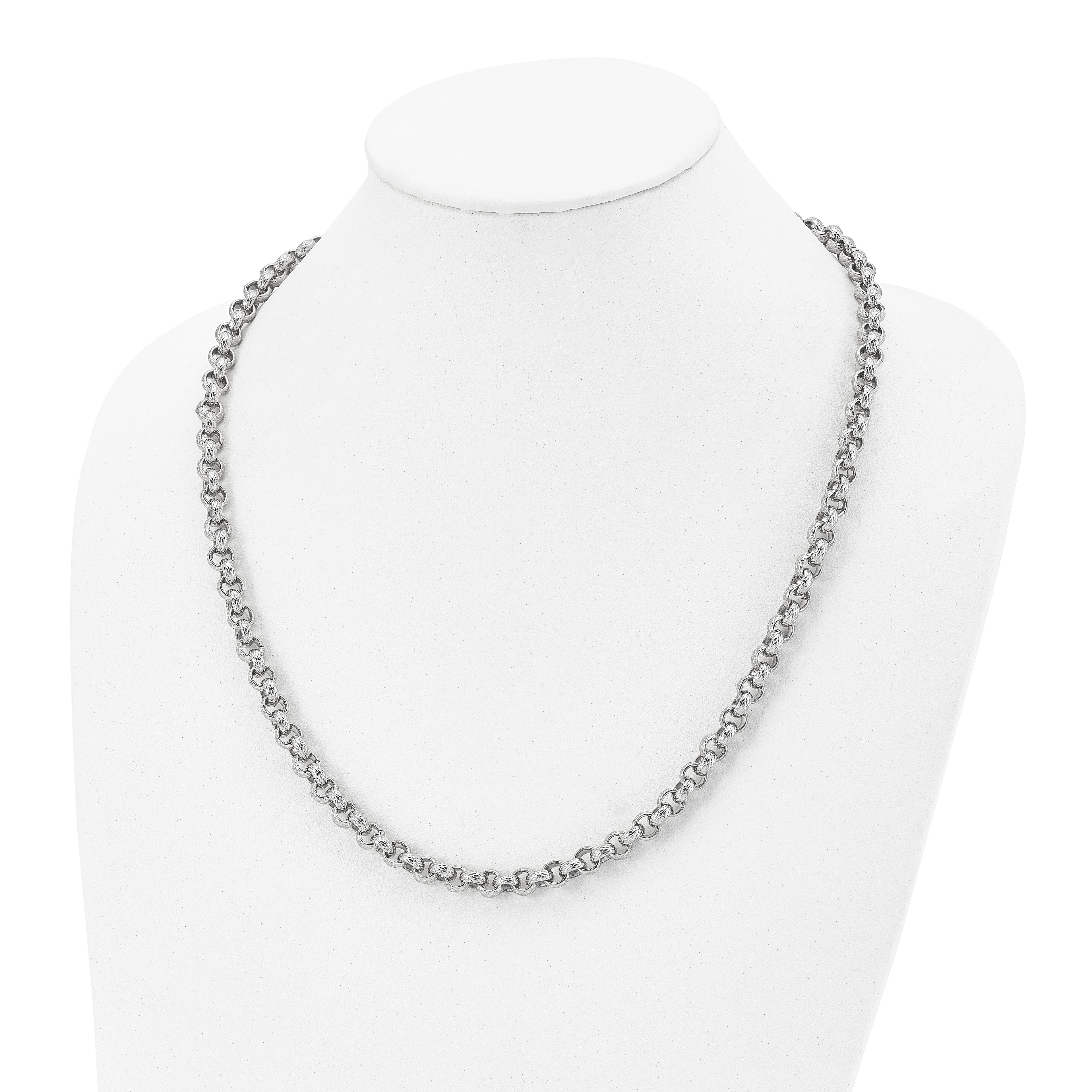 Chisel Stainless Steel Polished and Textured 24 inch Link Necklace