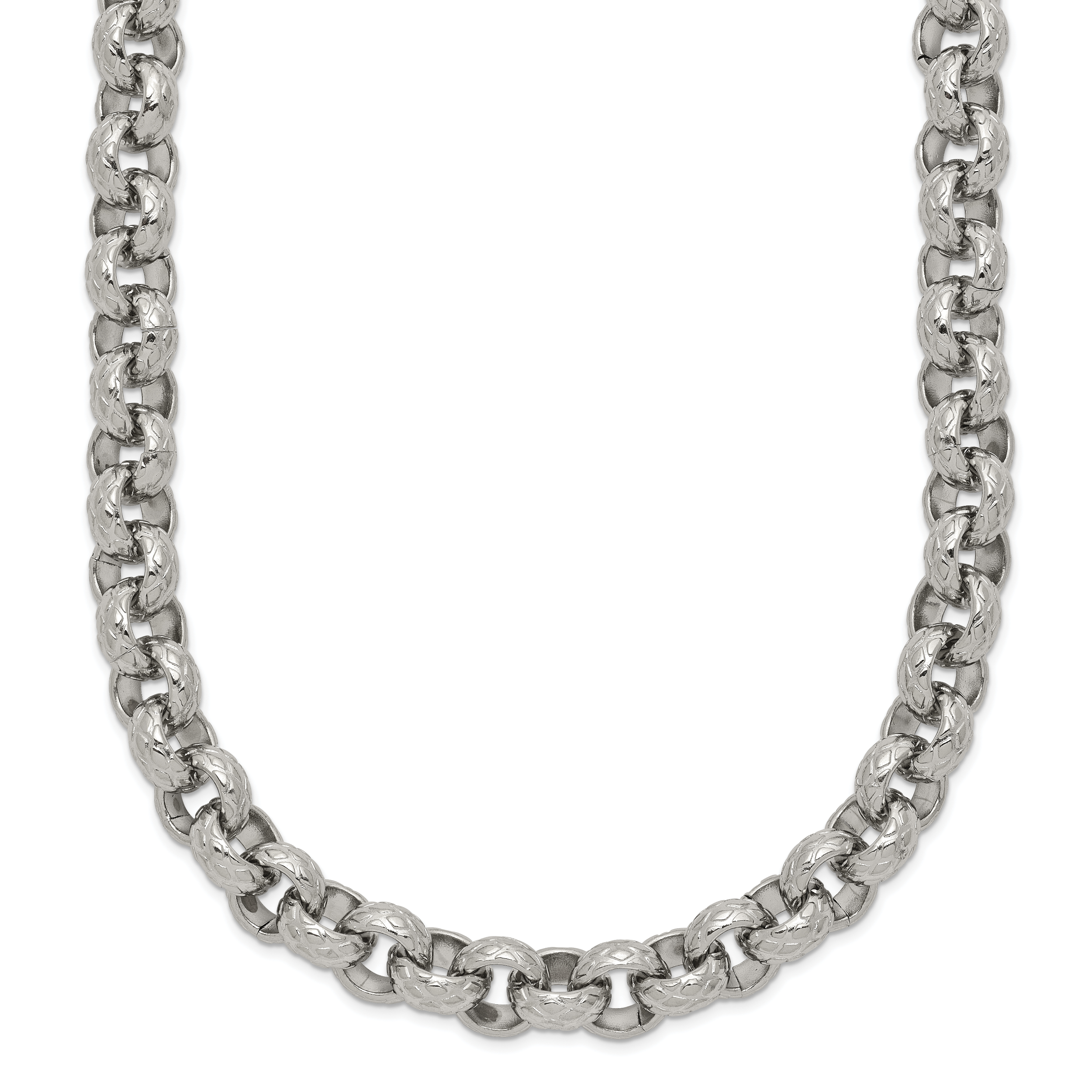 Chisel Stainless Steel Polished and Textured 24 inch Link Necklace Main image