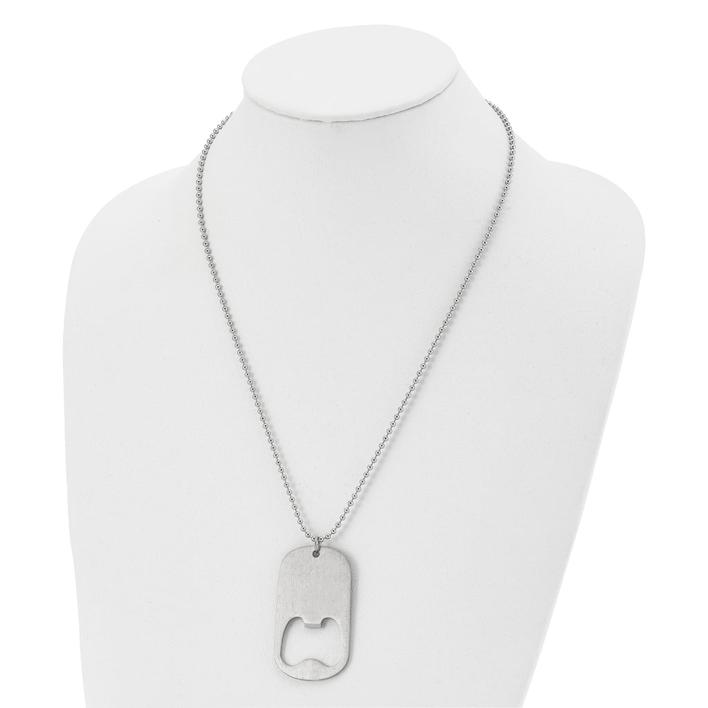 Chisel Stainless Steel Brushed Functional Bottle Opener Dog Tag on a 22 inch Ball Chain Necklace