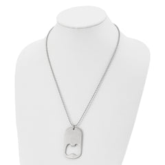 Chisel Stainless Steel Brushed Functional Bottle Opener Dog Tag on a 22 inch Ball Chain Necklace