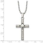 Black Enamel Cross Necklace in Stainless Steel